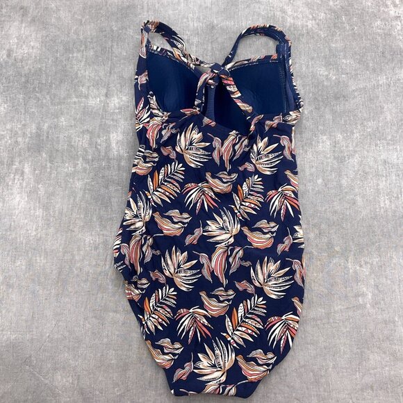 Niptuck Swimsuit Women 4 Blue Multi Palm Leaf Multi Fit Cup Pad Wide Strap 1pc - Picture 4 of 8